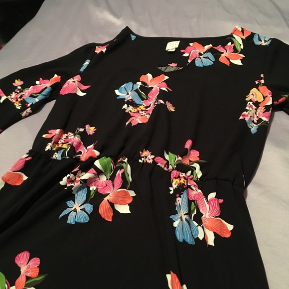 Black Multicolor Floral Dress Boho - Picture 2 of 2